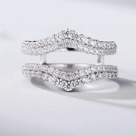 NEW 925 Sterling Silver Diamond Bridal Ring Enhancer Guard for Engagement Rings - Picture 4 of 9